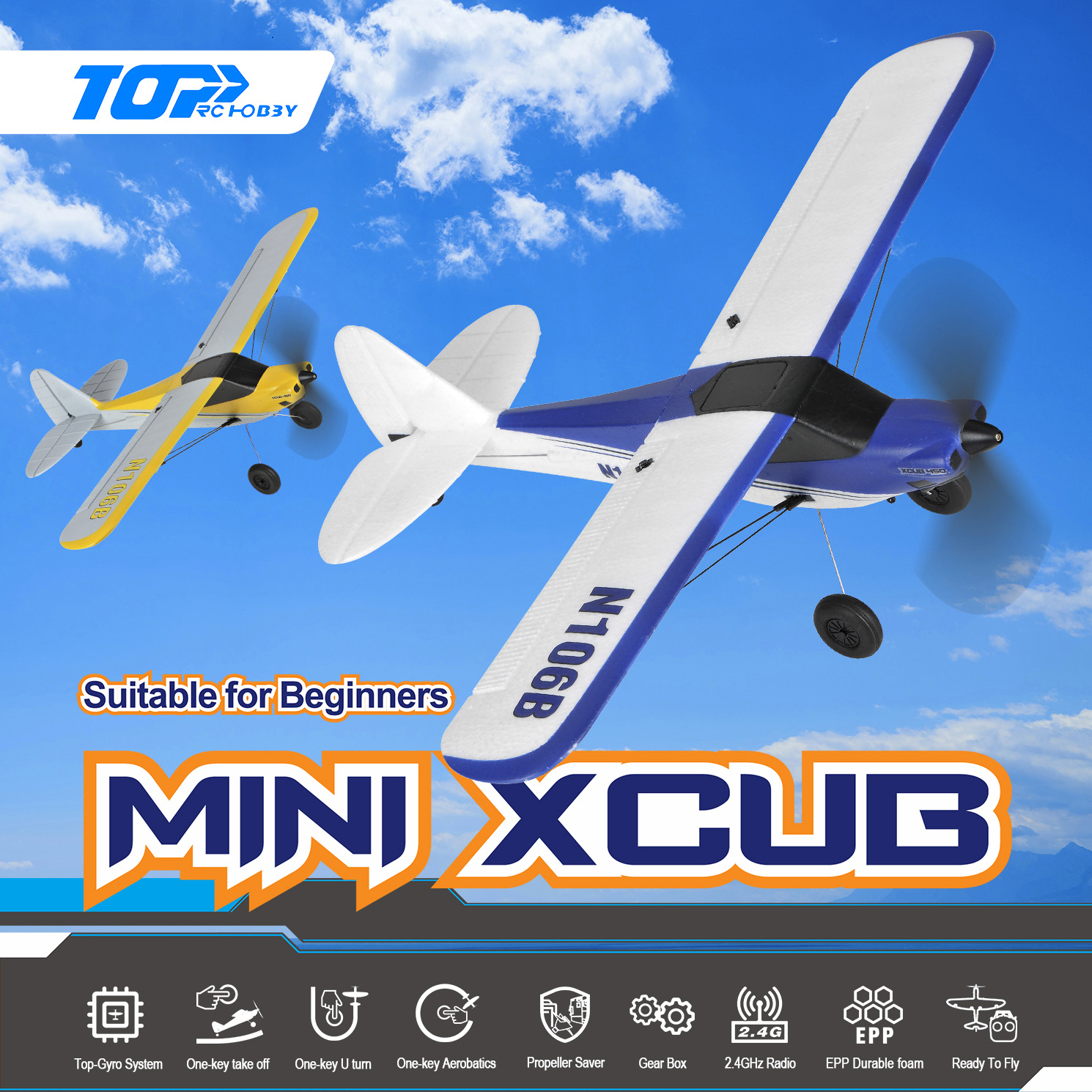 TOP-RC-HOBBY-450mm-MINI-XCUB-24G-4CH-6-Achsen-Gyro-Ein-Tasten-Kunstflug-Umkehrmanoumlver-EPP-RC-Flug-1994918-1